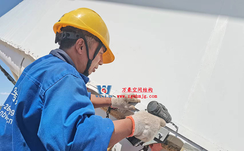 陜西定邊馬蓮灘沙漠公園鋼膜結(jié)構(gòu)工程“奮力快跑”，工程“進(jìn)度條”刷新了!